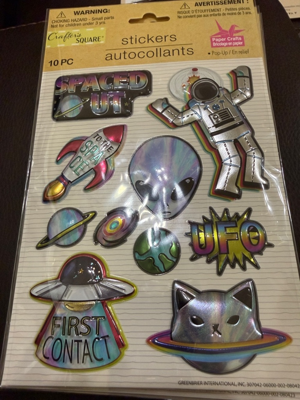 Crafter's Square Holographic Space Stickers - Alien UFO Rocket Set